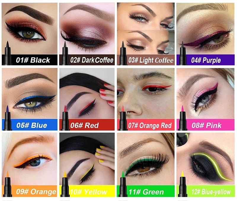 DNM Cat Eye Makeup Waterproof Neon Colorful Liquid Eyeliner Pen Make Up Comestics Long-lasting Black Eye Liner Pencil Makeup Tools (pink) 1 - Image 3